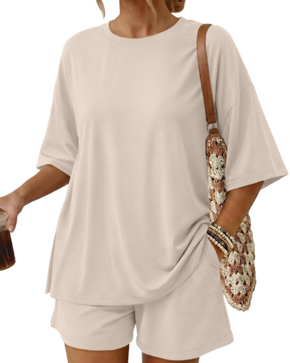 Ruby Women's Summer Set | Oversized Top & Loose Shorts with Pockets, Soft Breathable Fabric 11