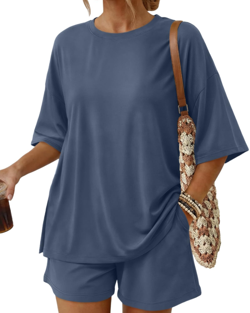 Ruby Women's Summer Set | Oversized Top & Loose Shorts with Pockets, Soft Breathable Fabric 12