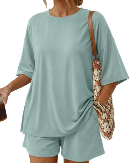 Ruby Women's Summer Set | Oversized Top & Loose Shorts with Pockets, Soft Breathable Fabric 13