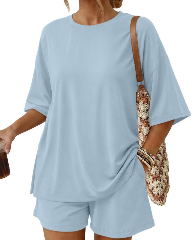 Ruby Women's Summer Set | Oversized Top & Loose Shorts with Pockets, Soft Breathable Fabric 14