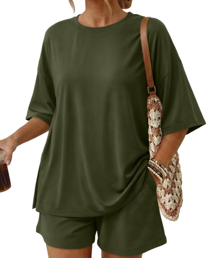 Ruby Women's Summer Set | Oversized Top & Loose Shorts with Pockets, Soft Breathable Fabric 15