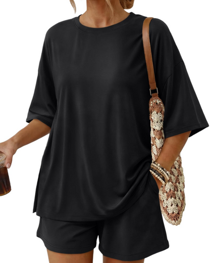 Ruby Women's Summer Set | Oversized Top & Loose Shorts with Pockets, Soft Breathable Fabric 19