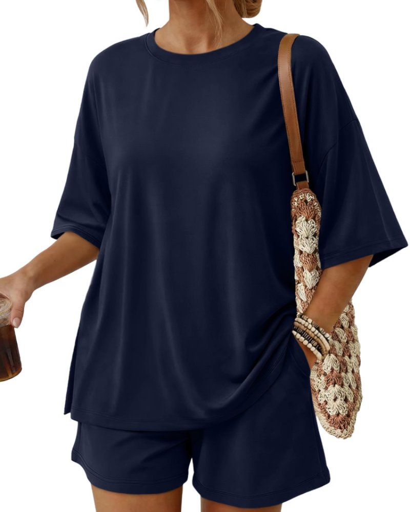 Ruby Women's Summer Set | Oversized Top & Loose Shorts with Pockets, Soft Breathable Fabric 8