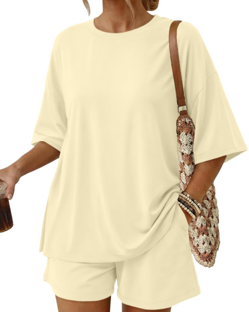 Ruby Women's Summer Set | Oversized Top & Loose Shorts with Pockets, Soft Breathable Fabric 9