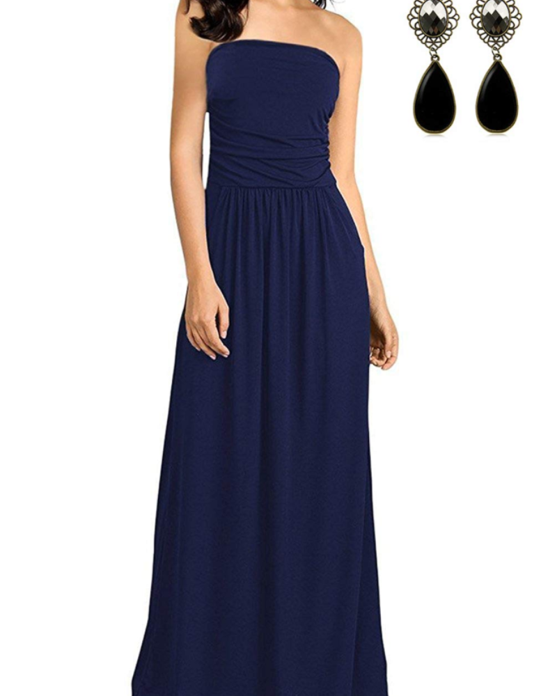 Abito maxi bohémien da donna Celeste – abito estivo fluido con tasche laterali