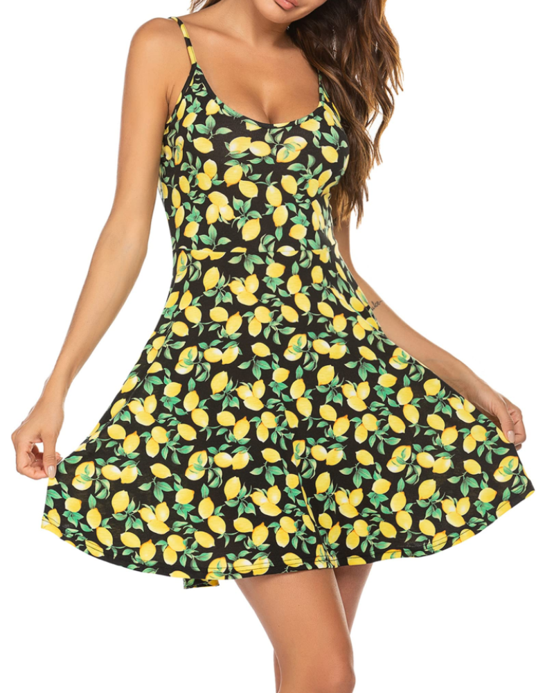 Abito estivo floreale da donna Hailey – Abito svasato con scollo a V e spalline regolabili