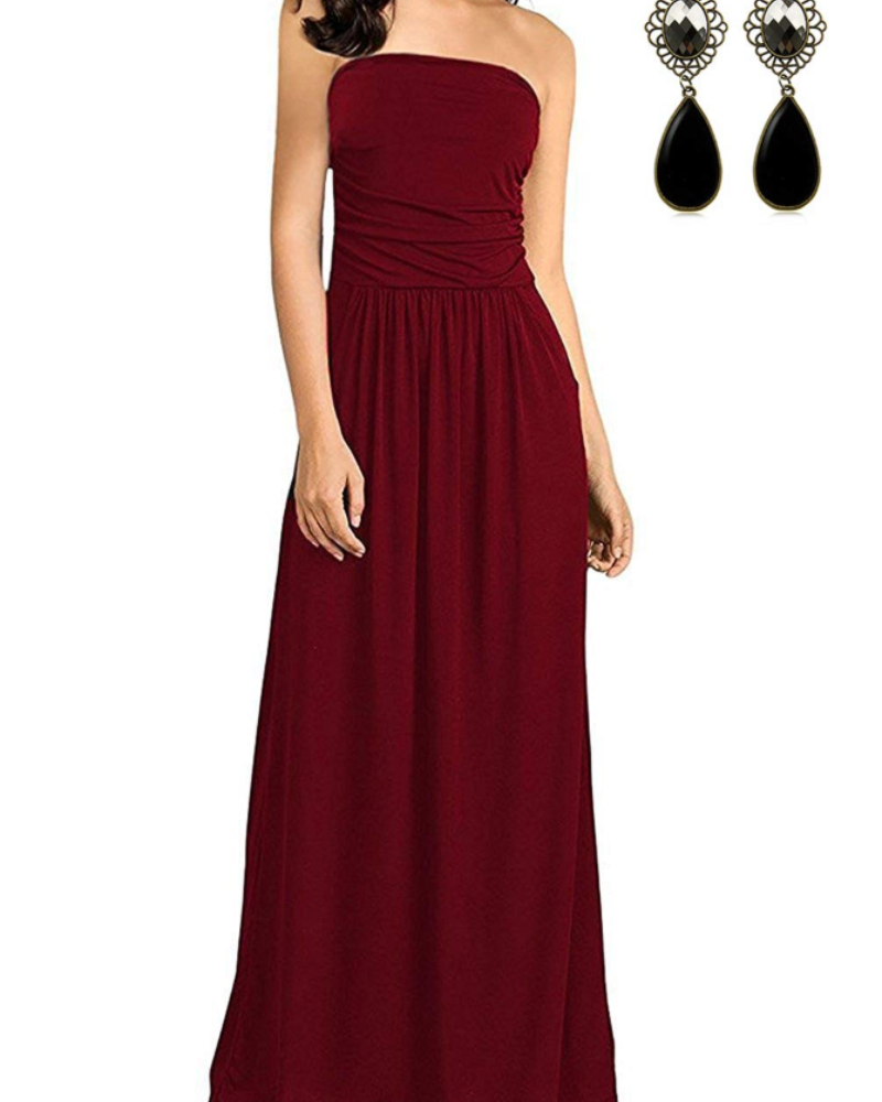 Abito maxi bohémien da donna Celeste – abito estivo fluido con tasche laterali
