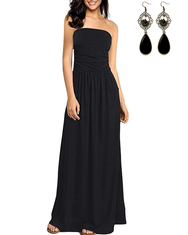 Abito maxi bohémien da donna Celeste – abito estivo fluido con tasche laterali
