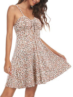 Mini-robe fleurie à fines bretelles pour femme Paige – Robe à décolleté cœur avec cordon ajustable