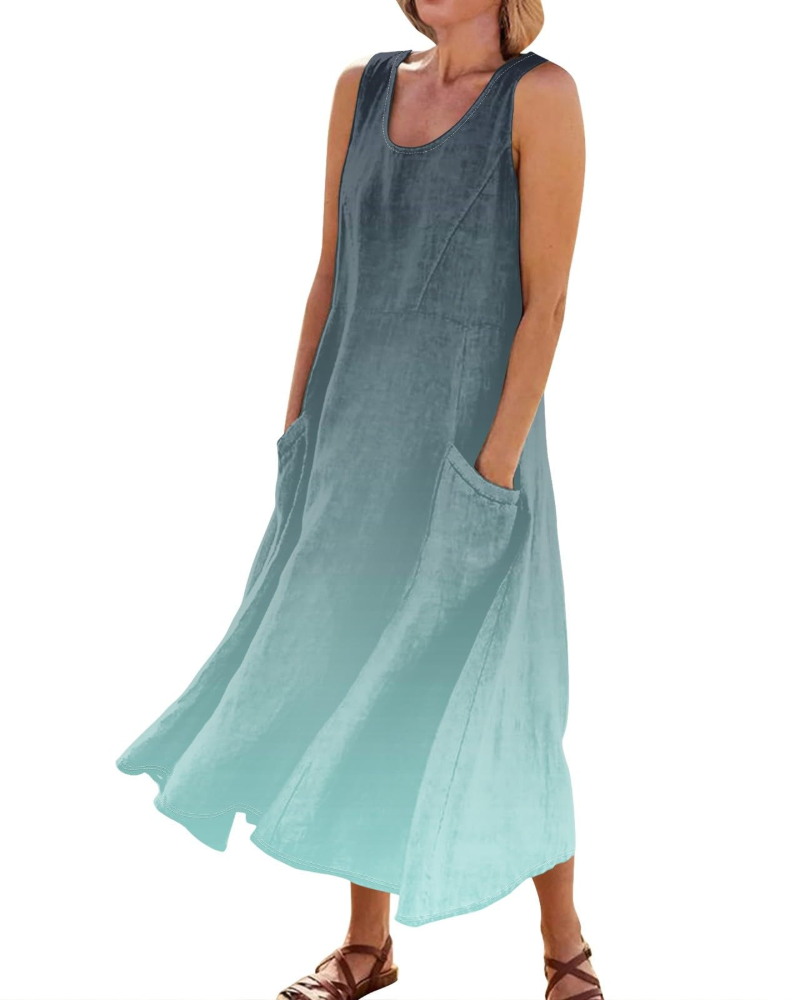 Abito maxi floreale boho da donna Lily – Abito con scollo a V, maniche corte e tasche
