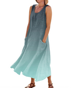 Abito maxi floreale boho da donna Lily – Abito con scollo a V, maniche corte e tasche