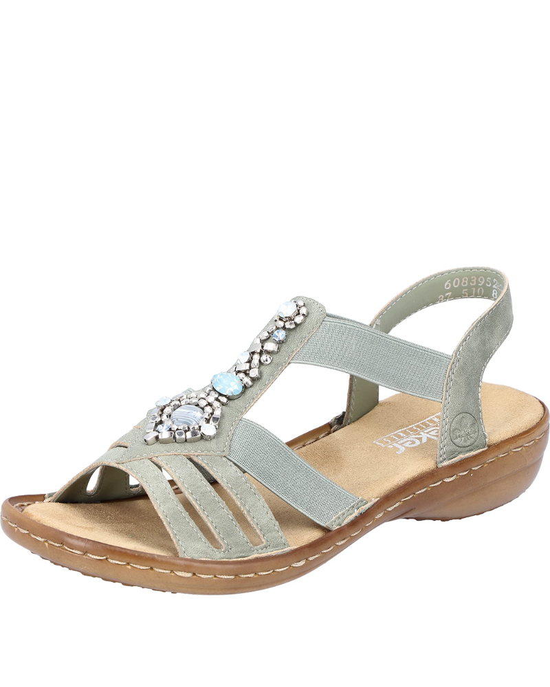 Liana Women’s Strappy Sandals – White Faux Leather Sandals with Jewel Detail