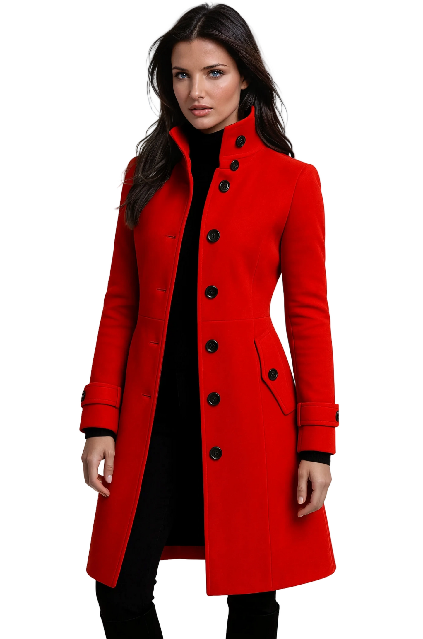 Sandy Trench Coat Women | Elegant Slim Fit, High Collar Winter Coat 2