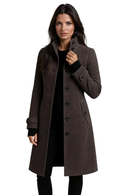 Sandy Trench Coat Women | Elegant Slim Fit, High Collar Winter Coat 3