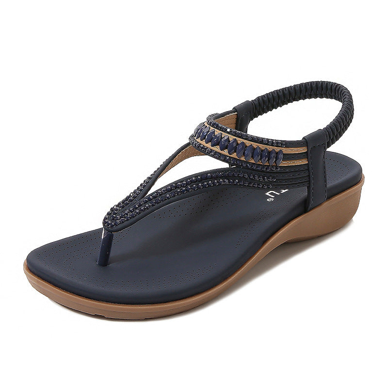 Sari Women's Sandals | Elastic Band, Beaded Design 3