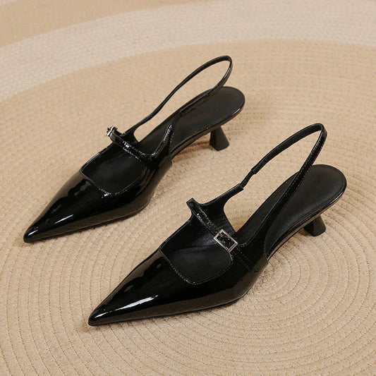 Sera Slingback Heels | Elegant Pointed Toe Design, Low Kitten Heel 0