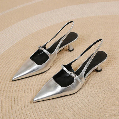 Sera Slingback Heels | Elegant Pointed Toe Design, Low Kitten Heel 2