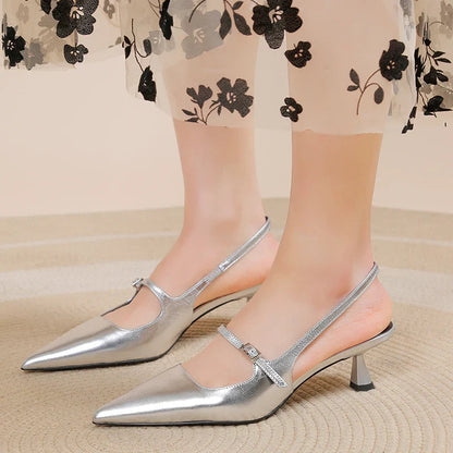 Sera Slingback Heels | Elegant Pointed Toe Design, Low Kitten Heel 3