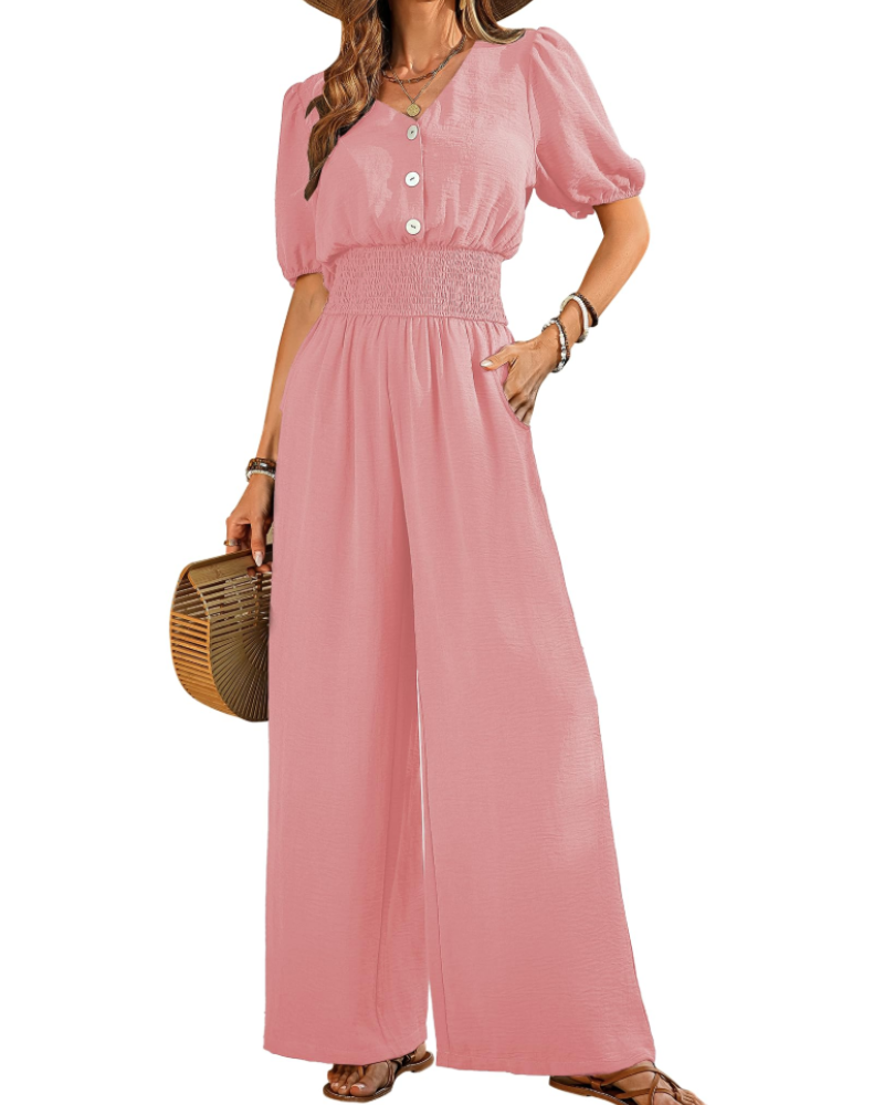 Sera Summer Jumpsuit | Breathable Fabric, V-Neck Design 12