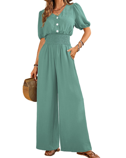 Sera Summer Jumpsuit | Breathable Fabric, V-Neck Design 13