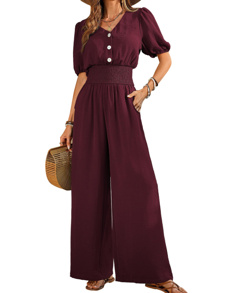 Sera Summer Jumpsuit | Breathable Fabric, V-Neck Design 14