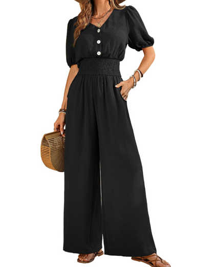 Sera Summer Jumpsuit | Breathable Fabric, V-Neck Design 4