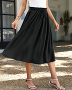 Falda maxi para mujer Claire: falda evasé de verano con cordón y cintura elástica
