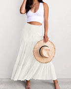Abito maxi 2-in-1 da donna Amelia – stile bohémien con scollo all’americana e vita elasticizzata