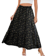 Gonna lunga da donna Natalie – Gonna svasata in rayon con volant e tasche