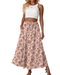 Gonna lunga da donna Eleanor – Gonna svasata floreale a vita alta con tasche