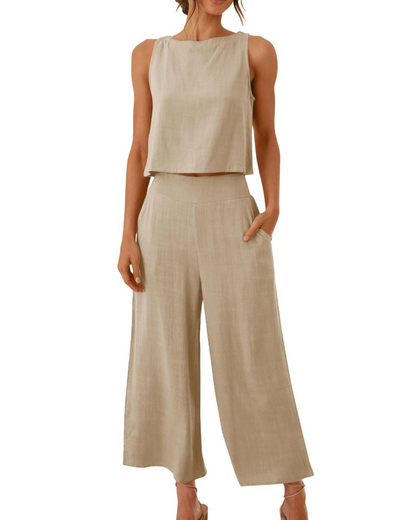 Soleil Women's Set | Linen-Cotton Blend, Relaxed Fit 4