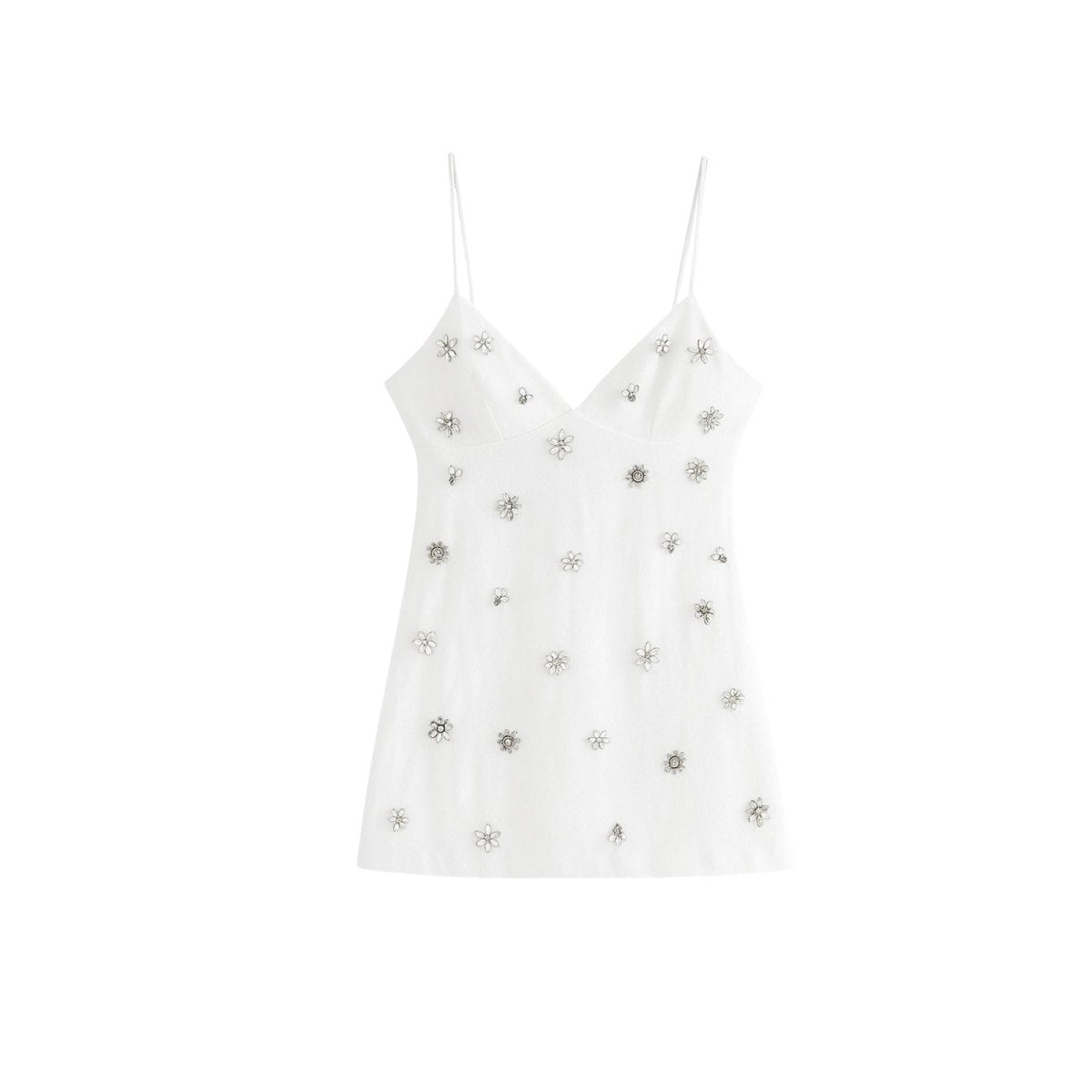 Sparklie White Tank Top | Crystal Embellished, Adjustable Straps 3