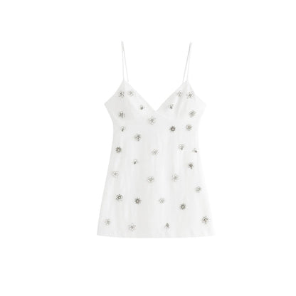 Sparklie White Tank Top | Crystal Embellished, Adjustable Straps 3