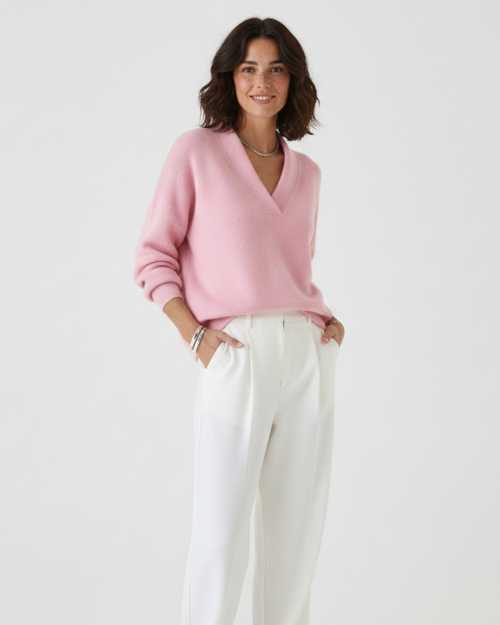 Maglione con scollo a V da donna Alexandra – Pullover in morbida maglia dalla vestibilità elegante e casual