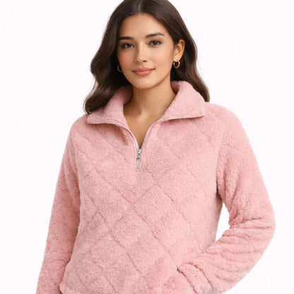 Teddy Half-Zip Sweater | Women's Cozy Fleece Top 0