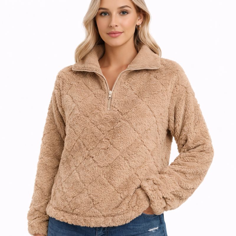 Teddy Half-Zip Sweater | Women's Cozy Fleece Top 5