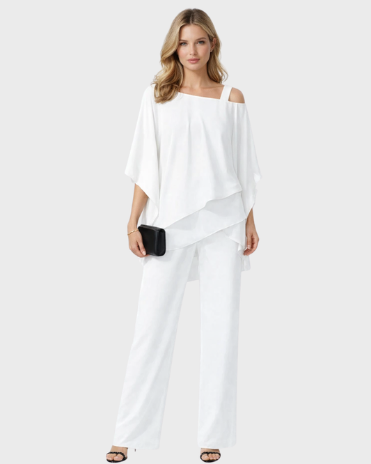 Tina Women's 2 Piece Set | Elegant Layered Design, Flowy Wide Leg Pants 0