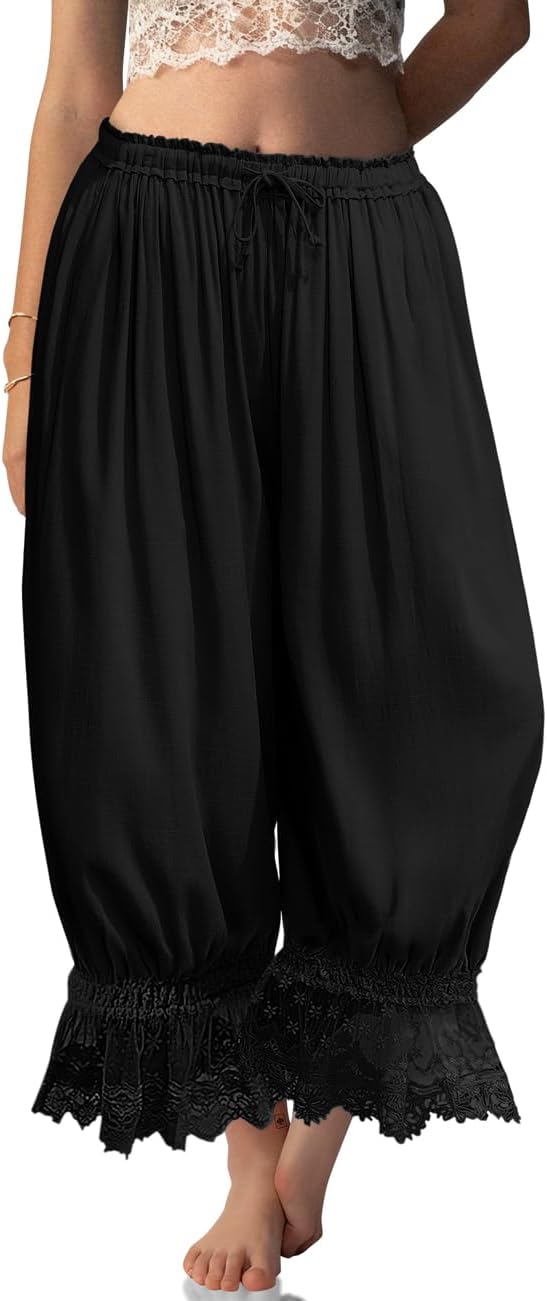 Tyla Vintage Trousers | Lace Linen Wide Leg Pants for Women 1