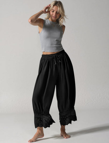 Tyla Vintage Trousers | Lace Linen Wide Leg Pants for Women 3