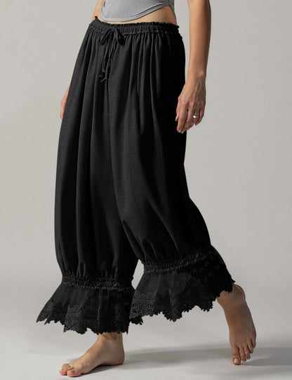 Tyla Vintage Trousers | Lace Linen Wide Leg Pants for Women 4