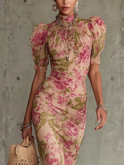 Vera Maxi Dress | Vintage Rose Print, Puff Sleeves for Summer Weddings 2