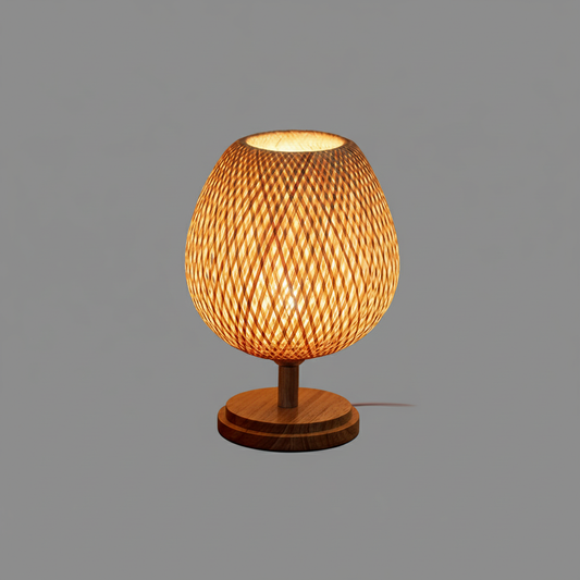 Vintage Bamboo Table Lamp | Rustic Bedside Table Lamp