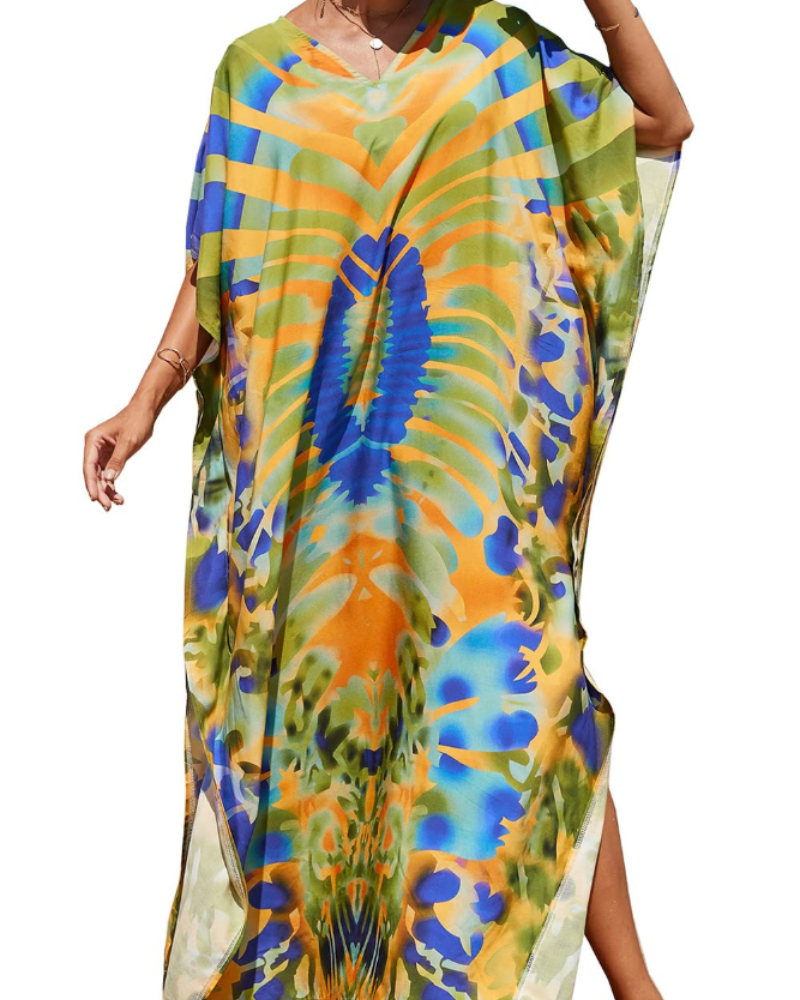 Abito kaftano boho da donna Serena – Copricostume oversize da spiaggia per soggiorni in resort