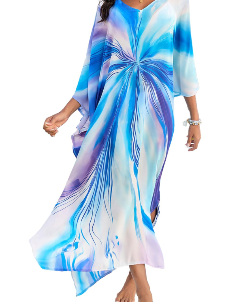 Abito kaftano boho da donna Serena – Copricostume oversize da spiaggia per soggiorni in resort