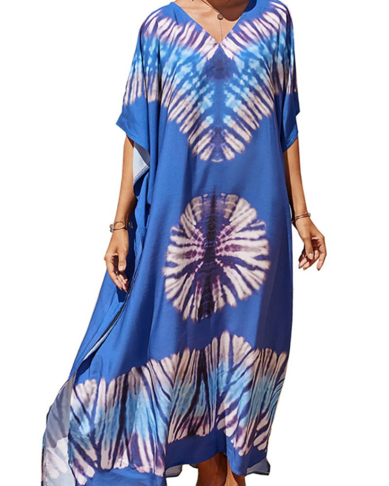 Abito kaftano boho da donna Serena – Copricostume oversize da spiaggia per soggiorni in resort