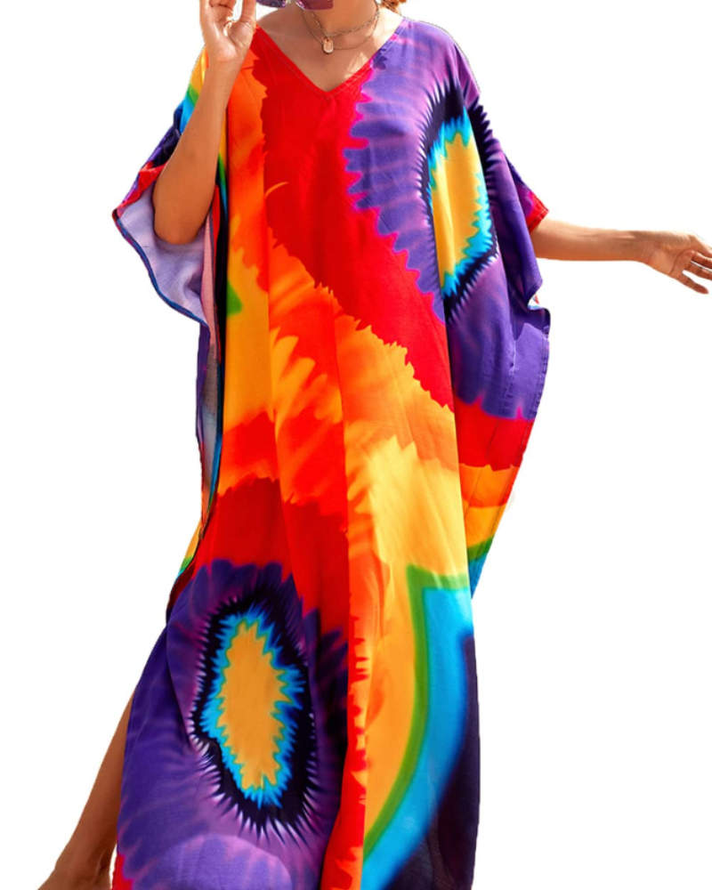 Abito kaftano boho da donna Serena – Copricostume oversize da spiaggia per soggiorni in resort