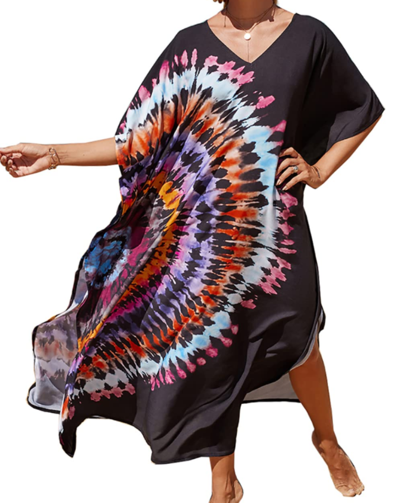 Abito kaftano boho da donna Serena – Copricostume oversize da spiaggia per soggiorni in resort