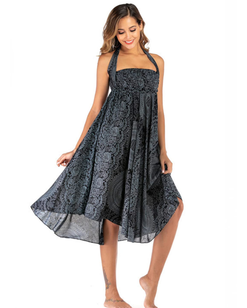Violet Women's Boho Wrap Dress – 2-in-1 Floral Maxi Dress and Beach Cover-Up