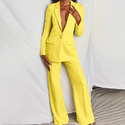 Wanda Womens Suit | Longline Blazer, Tailored Wide-Leg Pant Suit 0