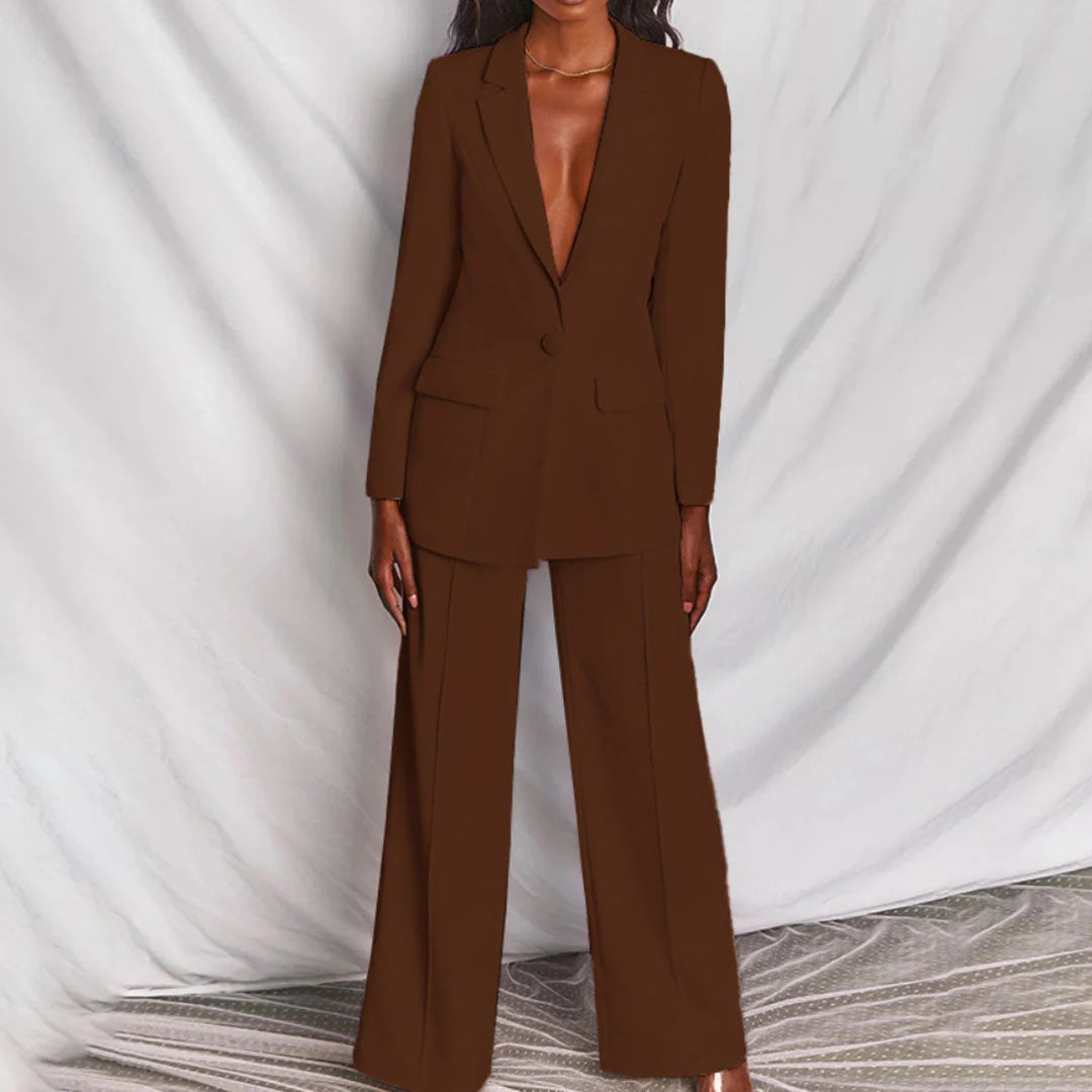 Wanda Womens Suit | Longline Blazer, Tailored Wide-Leg Pant Suit 3